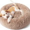 Calming Dog Bed for Small Dogs - Donut Washable Small Pet Bed, 23 Inches Anti-Slip round Fluffy Plush Faux Fur Large Cat Bed, Fits up to 25 Lbs Pets, Camel